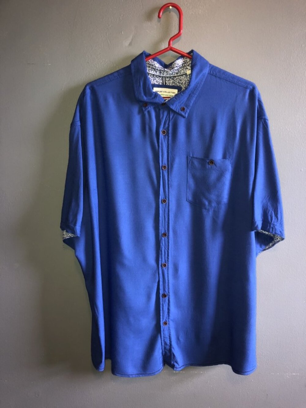 Report Collection Shirt Mens 2x/2T Blue Stretch Short Sleeve Button Up